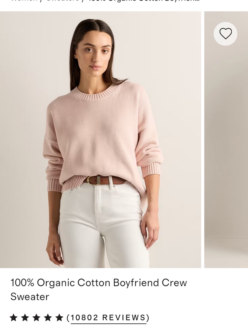 Quince Shell Pink Crewneck Boyfriend Sweater